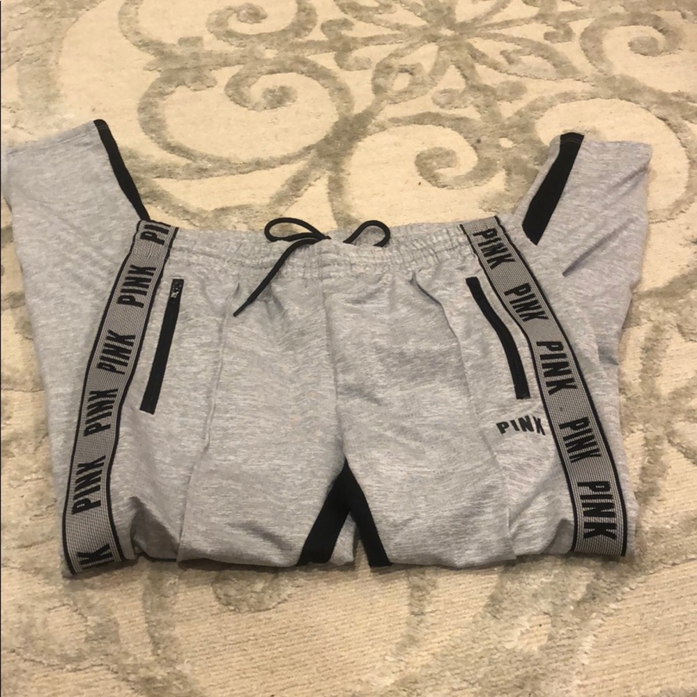 Gray pink sweat pants